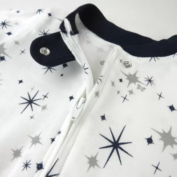 HonestBaby NonSlip Footed Pajamas OnePiece Sleeper Jumpsuit ZipFront PJs 100 Organic Cotton for Baby BoysJumbo Twinkle Star Navy