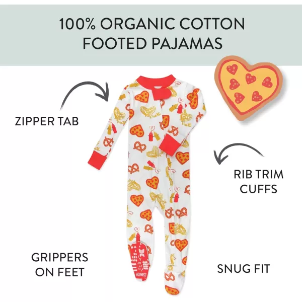HonestBaby NonSlip Footed Pajamas OnePiece Sleeper Jumpsuit ZipFront PJs 100 Organic Cotton for Baby BoysJunk Food Lover