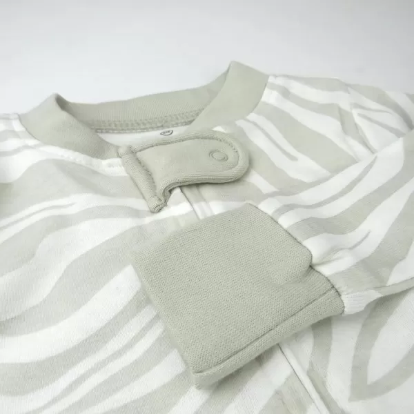 HonestBaby NonSlip Footed Pajamas OnePiece Sleeper Jumpsuit ZipFront PJs 100 Organic Cotton for Baby BoysLight Zanzibar Zebra