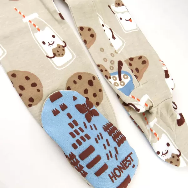 HonestBaby NonSlip Footed Pajamas OnePiece Sleeper Jumpsuit ZipFront PJs 100 Organic Cotton for Baby BoysMilk N Cookies