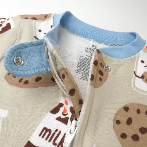 HonestBaby NonSlip Footed Pajamas OnePiece Sleeper Jumpsuit ZipFront PJs 100 Organic Cotton for Baby BoysMilk N Cookies