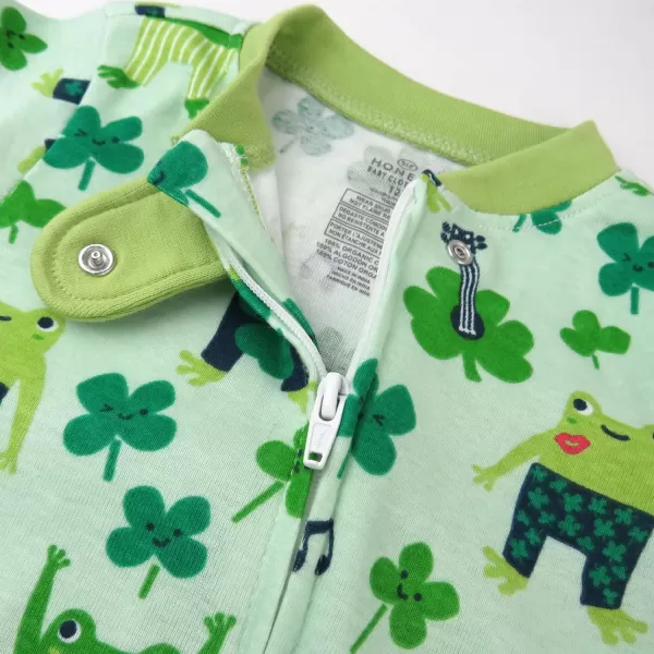 HonestBaby NonSlip Footed Pajamas OnePiece Sleeper Jumpsuit ZipFront PJs 100 Organic Cotton for Baby BoysSt Pats Boy