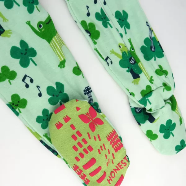 HonestBaby NonSlip Footed Pajamas OnePiece Sleeper Jumpsuit ZipFront PJs 100 Organic Cotton for Baby BoysSt Pats Boy