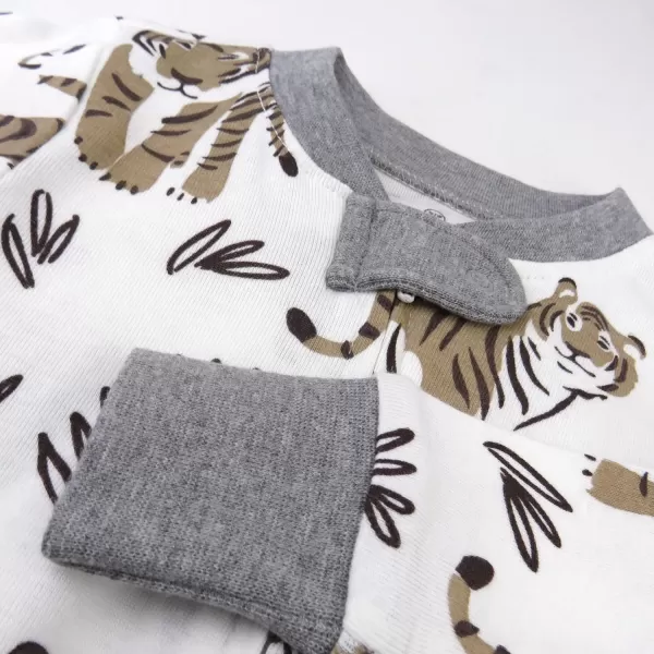 HonestBaby NonSlip Footed Pajamas OnePiece Sleeper Jumpsuit ZipFront PJs 100 Organic Cotton for Baby BoysTiger Cub