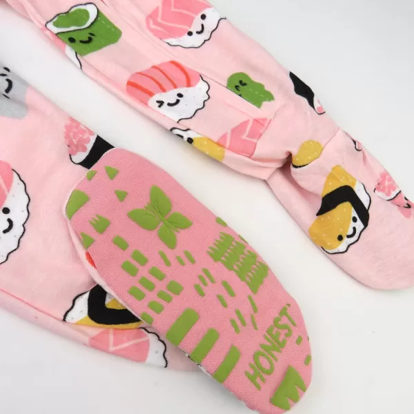 HonestBaby NonSlip Footed Pajamas OnePiece Sleeper Jumpsuit ZipFront Pjs 100 Organic Cotton for Baby GirlsSushi