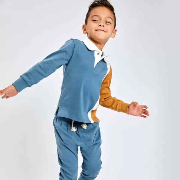 HonestBaby Playwear Outfit Sets Tops and Bottoms 100 Organic Cotton for Baby and Toddler Boys UnisexColor Block Blue