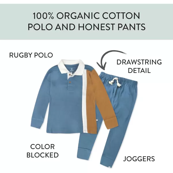 HonestBaby Playwear Outfit Sets Tops and Bottoms 100 Organic Cotton for Baby and Toddler Boys UnisexColor Block Blue