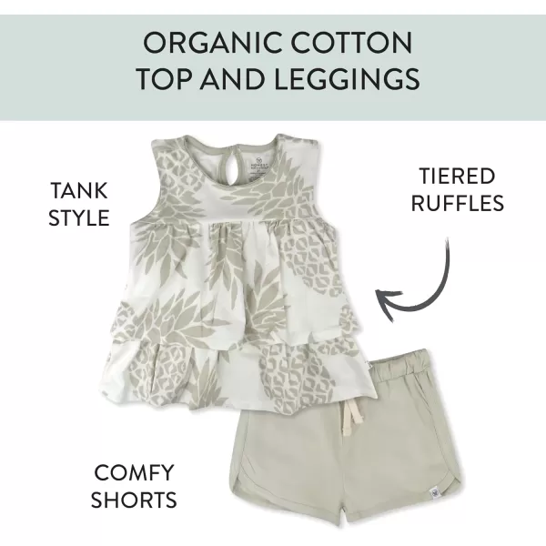 HonestBaby Playwear Outfit Sets Tops and Bottoms 100 Organic Cotton for Baby and Toddler Boys UnisexPineapple Leaf Ivory