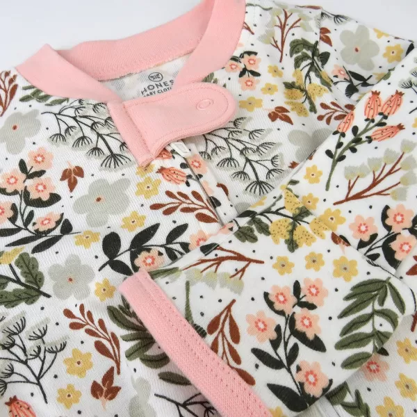 HonestBaby Sleep and Play Footed Pajamas OnePiece Sleeper Jumpsuit ZipFront Pjs 100 Organic Cotton for Baby GirlsScottish Ivy