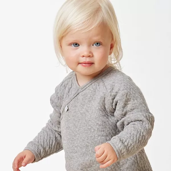 HonestBaby unisexbaby Romper Coverall Sets OnePiece Jumpsuit Organic Cotton for Infant Baby Boys Girls UnisexLight Gray Heather Kimono Coverall