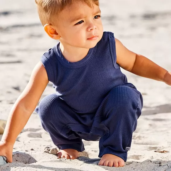 HonestBaby unisexbaby Romper Coverall Sets OnePiece Jumpsuit Organic Cotton for Infant Baby Boys Girls UnisexNavy