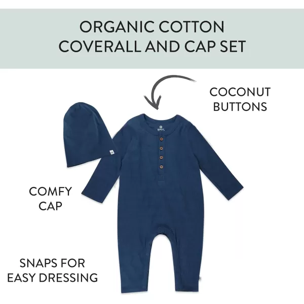 HonestBaby unisexbaby Romper Coverall Sets OnePiece Jumpsuit Organic Cotton for Infant Baby Boys Girls UnisexNavy Blue