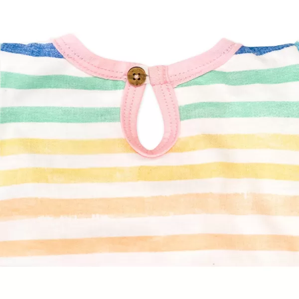 HonestBaby unisexbaby Romper Coverall Sets OnePiece Jumpsuit Organic Cotton for Infant Baby Boys Girls UnisexRainbow Stripe Flutter Coverall