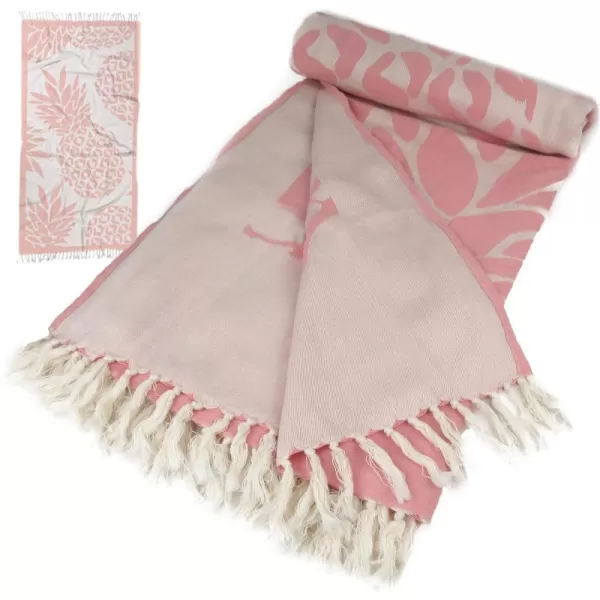 HonestBaby Extra Large Throw Beach Towel 100 Organic Cotton for Baby Boys Girls Unisex Pink Pineapple One SizePink Pineapple