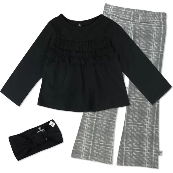 HonestBaby Fashion Outfit Sets Tops and Bottoms 100 Organic Cotton for Baby and Toddler GirlsGray Plaid