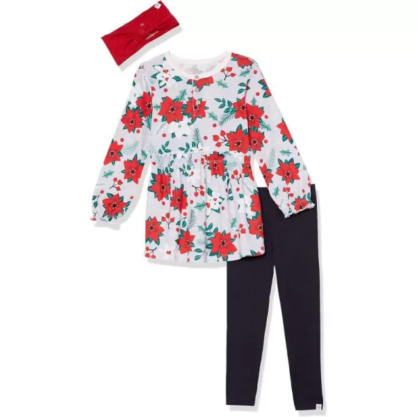 HonestBaby Fashion Outfit Sets Tops and Bottoms 100 Organic Cotton for Baby and Toddler GirlsHoliday Gray Floral