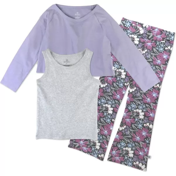 HonestBaby Fashion Outfit Sets Tops and Bottoms 100 Organic Cotton for Baby and Toddler GirlsJumbo Floral Dustypurple