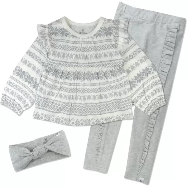 HonestBaby Fashion Outfit Sets Tops and Bottoms 100 Organic Cotton for Baby and Toddler GirlsLight Gray Heather