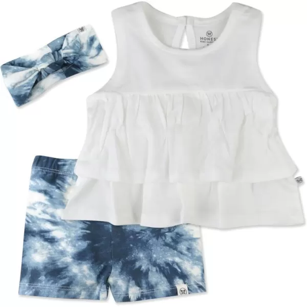 HonestBaby Fashion Outfit Sets Tops and Bottoms 100 Organic Cotton for Baby and Toddler GirlsTie Dye Independence