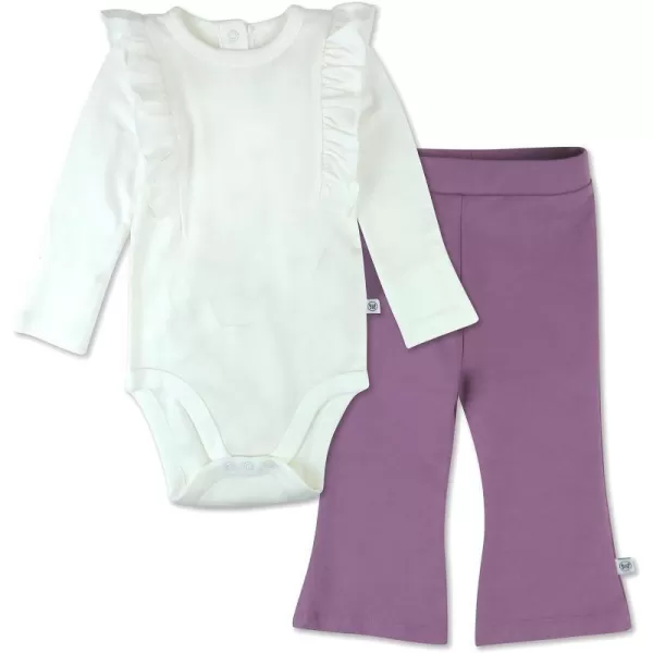 HonestBaby Fashion Outfit Sets Tops and Bottoms 100 Organic Cotton for Baby and Toddler GirlsVery Grape
