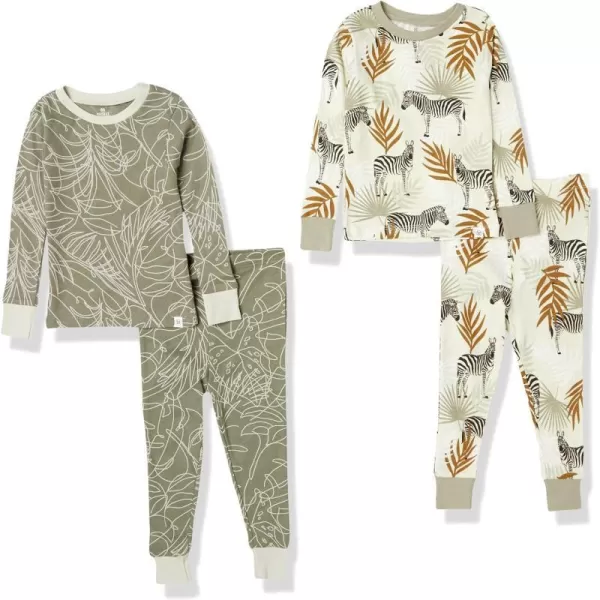 HonestBaby Multipack 2Piece Pajamas Sleepwear PJs 100 Organic Cotton for Infant Baby and Toddler Boys UnisexAvocado Leaf