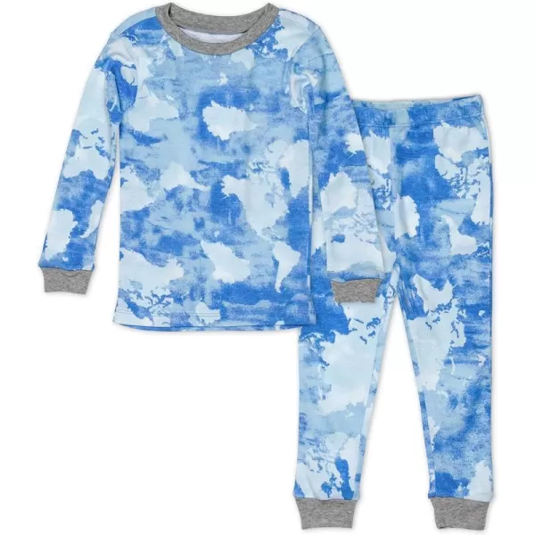 HonestBaby Multipack 2Piece Pajamas Sleepwear PJs 100 Organic Cotton for Infant Baby and Toddler Boys UnisexWatercolor World