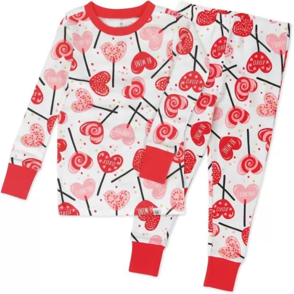 HonestBaby Multipack 2Piece Pajamas Sleepwear Pjs 100 Organic Cotton for Infant Baby and Toddler GirlsLolly Love