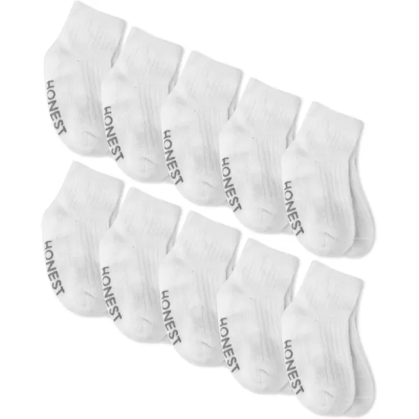 HonestBaby Multipack Cozy Socks Sustainably Made for Infant Baby Toddler Kids Boys Girls Unisex Men and Women10pack White