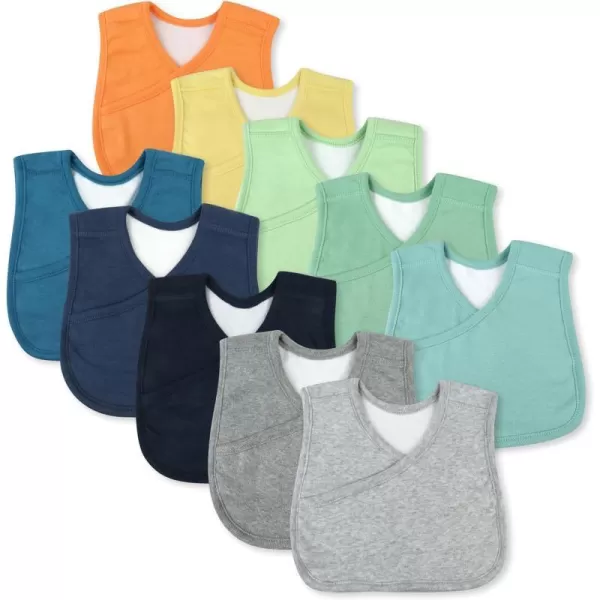 HonestBaby Multipack Reversible Bandana Drool Bibs Burpcloths Adjustable Snaps for Infant Baby BoysGirls 100 Organic Cotton10pack Rainbow Blues