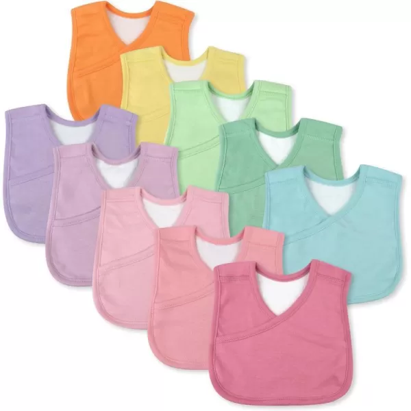 HonestBaby Multipack Reversible Bandana Drool Bibs Burpcloths Adjustable Snaps for Infant Baby BoysGirls 100 Organic Cotton10pack Rainbow Pinks