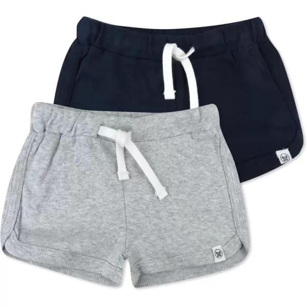 HonestBaby Multipack Shorts 100 Organic Cotton for Infant Baby and Toddler Boys Girls UnisexNavyGray