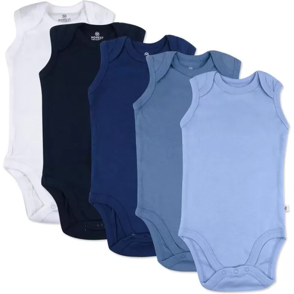 HonestBaby Multipack Sleeveless and Cami Bodysuits OnePiece 100 Organic Cotton for Infant Baby Boys Girls UnisexOmbre Blues