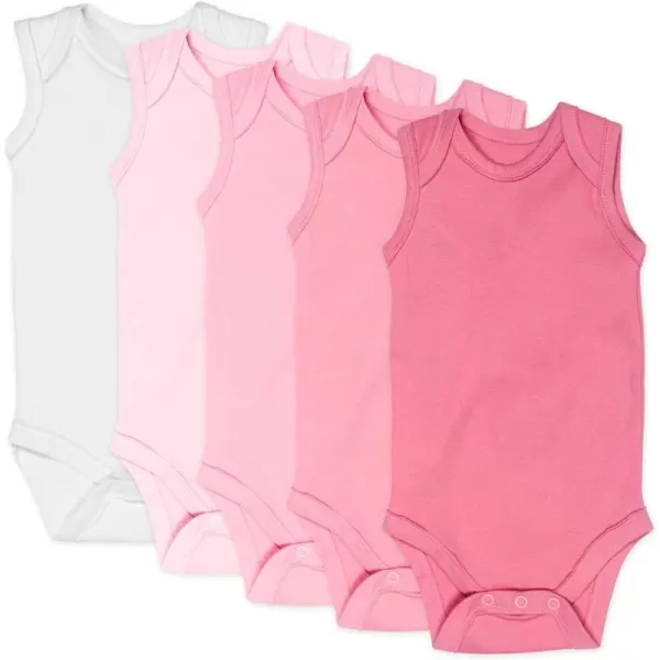 HonestBaby Multipack Sleeveless and Cami Bodysuits OnePiece 100 Organic Cotton for Infant Baby Boys Girls UnisexPink Ombre