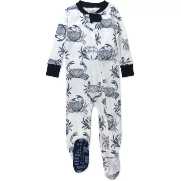 HonestBaby NonSlip Footed Pajamas OnePiece Sleeper Jumpsuit ZipFront PJs 100 Organic Cotton for Baby BoysCrabs