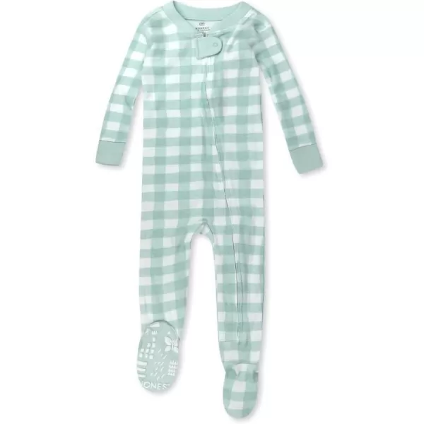 HonestBaby NonSlip Footed Pajamas OnePiece Sleeper Jumpsuit ZipFront PJs 100 Organic Cotton for Baby BoysGreen Check