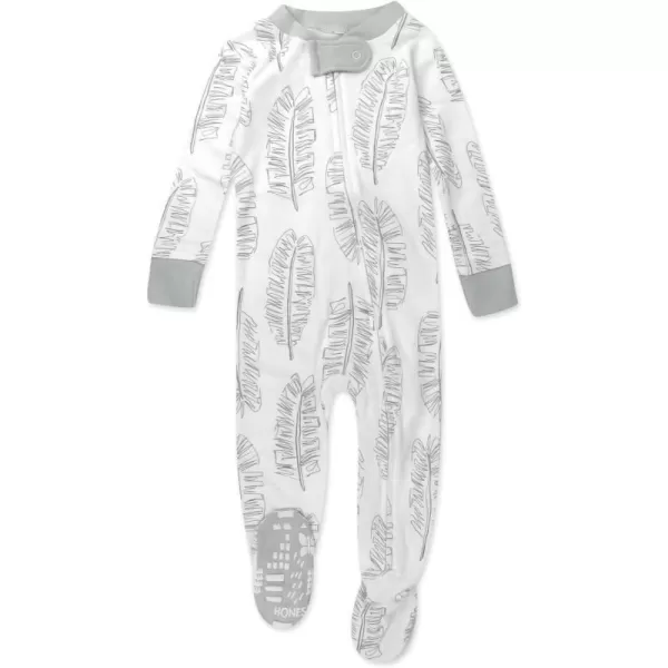 HonestBaby NonSlip Footed Pajamas OnePiece Sleeper Jumpsuit ZipFront PJs 100 Organic Cotton for Baby BoysJumbo Leaf Sage Sage