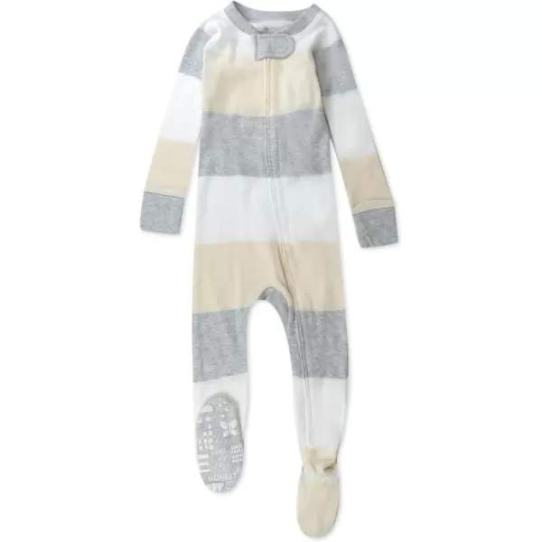 HonestBaby NonSlip Footed Pajamas OnePiece Sleeper Jumpsuit ZipFront PJs 100 Organic Cotton for Baby BoysJumbo Stripe Natural