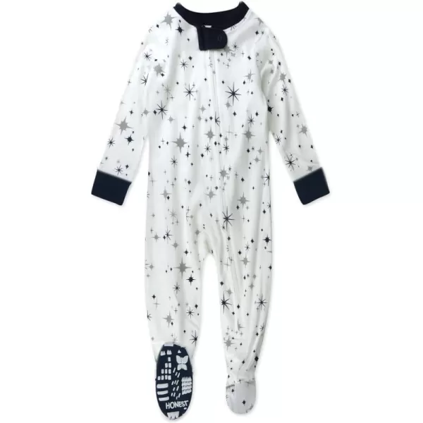 HonestBaby NonSlip Footed Pajamas OnePiece Sleeper Jumpsuit ZipFront PJs 100 Organic Cotton for Baby BoysJumbo Twinkle Star Navy