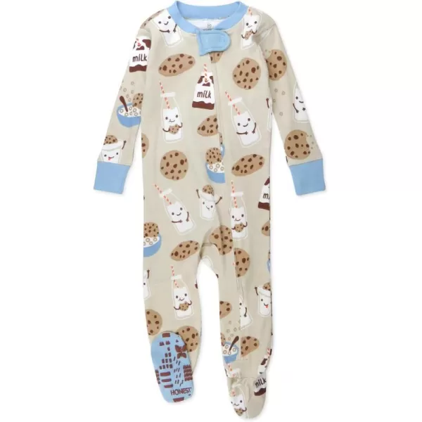 HonestBaby NonSlip Footed Pajamas OnePiece Sleeper Jumpsuit ZipFront PJs 100 Organic Cotton for Baby BoysMilk N Cookies