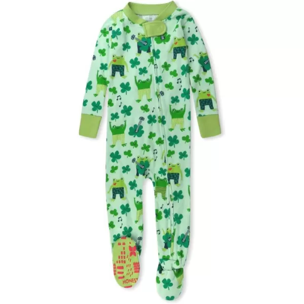 HonestBaby NonSlip Footed Pajamas OnePiece Sleeper Jumpsuit ZipFront PJs 100 Organic Cotton for Baby BoysSt Pats Boy