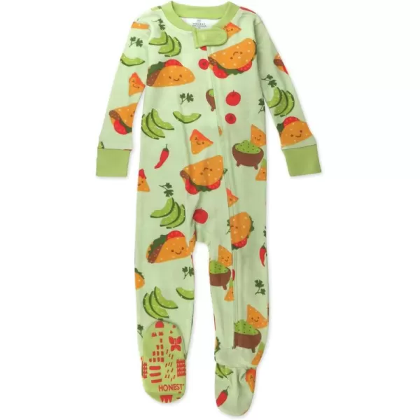 HonestBaby NonSlip Footed Pajamas OnePiece Sleeper Jumpsuit ZipFront PJs 100 Organic Cotton for Baby BoysTaco Time
