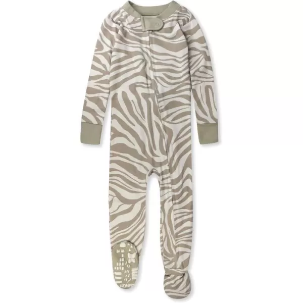 HonestBaby NonSlip Footed Pajamas OnePiece Sleeper Jumpsuit ZipFront PJs 100 Organic Cotton for Baby BoysZanzibar Zebra