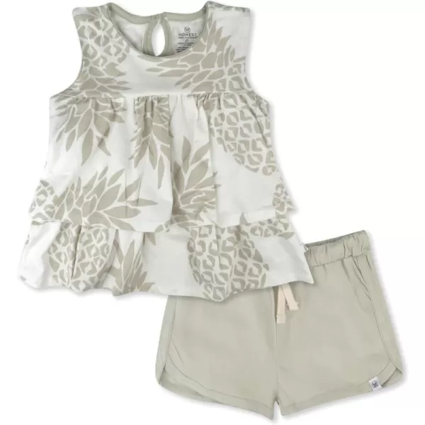 HonestBaby Playwear Outfit Sets Tops and Bottoms 100 Organic Cotton for Baby and Toddler Boys UnisexPineapple Leaf Ivory
