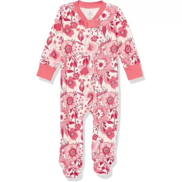 HonestBaby Sleep and Play Footed Pajamas OnePiece Sleeper Jumpsuit ZipFront Pjs 100 Organic Cotton for Baby GirlsJumbo English Garden