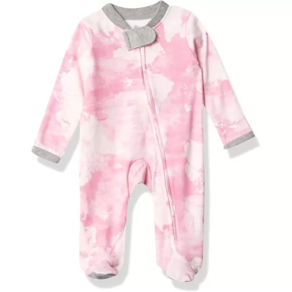 HonestBaby Sleep and Play Footed Pajamas OnePiece Sleeper Jumpsuit ZipFront Pjs 100 Organic Cotton for Baby GirlsRose Color World