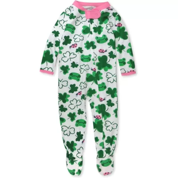 HonestBaby Sleep and Play Footed Pajamas OnePiece Sleeper Jumpsuit ZipFront Pjs 100 Organic Cotton for Baby GirlsSt Pats Girl