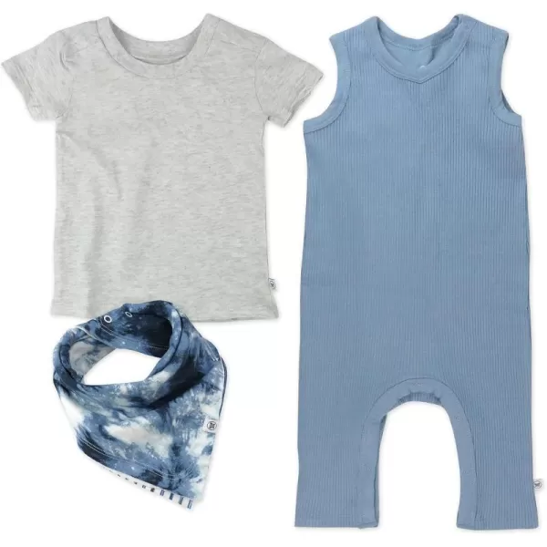 HonestBaby unisexbaby Romper Coverall Sets OnePiece Jumpsuit Organic Cotton for Infant Baby Boys Girls UnisexFaded Denim Set
