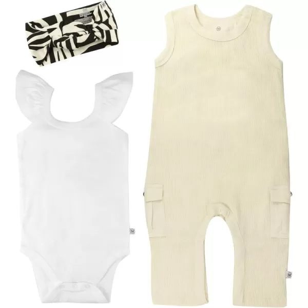 HonestBaby unisexbaby Romper Coverall Sets OnePiece Jumpsuit Organic Cotton for Infant Baby Boys Girls UnisexVanilla