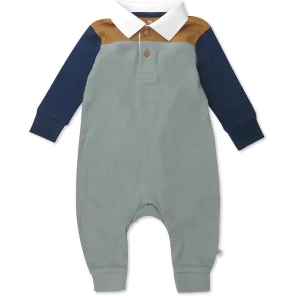 HonestBaby unisexbaby Romper Coverall Sets OnePiece Jumpsuit Organic Cotton for Infant Baby Boys Girls UnisexVarsity Blue