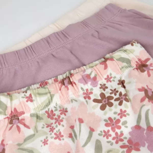 HonestBaby 3Pack Footed Pants Roomy Fit Pull on Bottoms 100 Organic Cotton for Infant Baby Boys Girls UnisexPainted Floral Pink